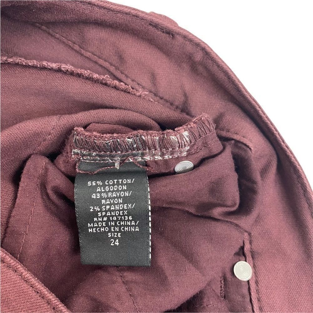 1822 Denim Skinny Jeans Sz 24 Stretch Raw Hems Maroon New WO Tag - Picture 10 of 10